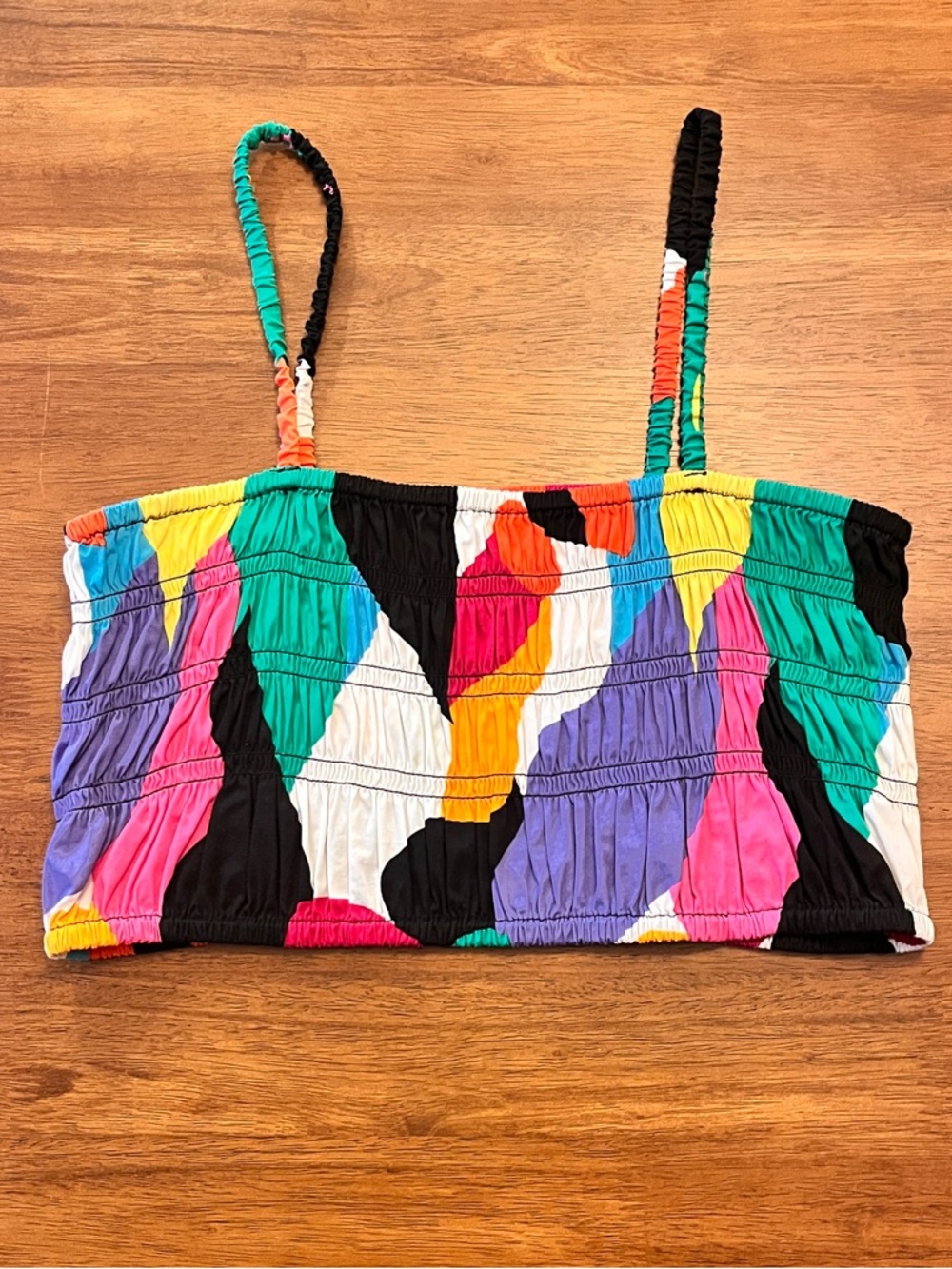 a new day Multicolor Smocked Crop Top - Large